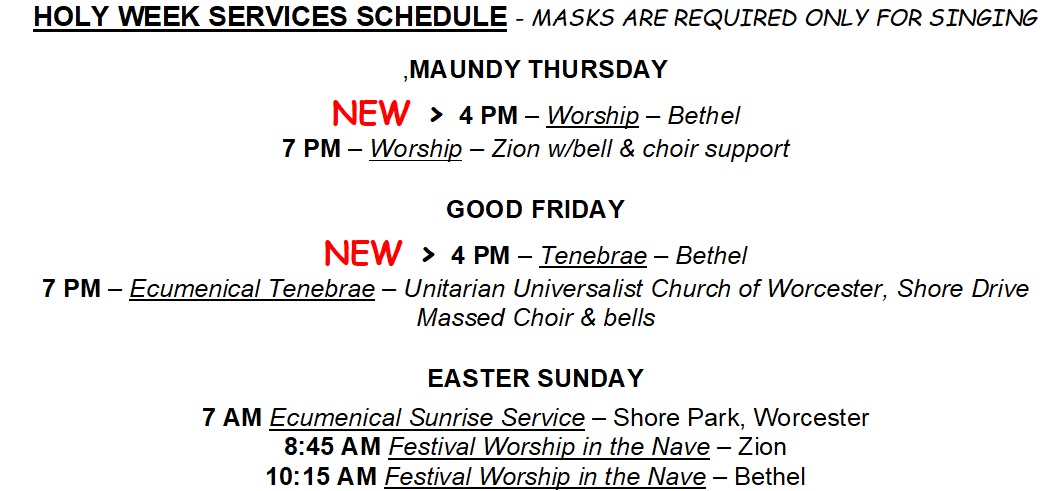 Update Holy Week Schedule 032222